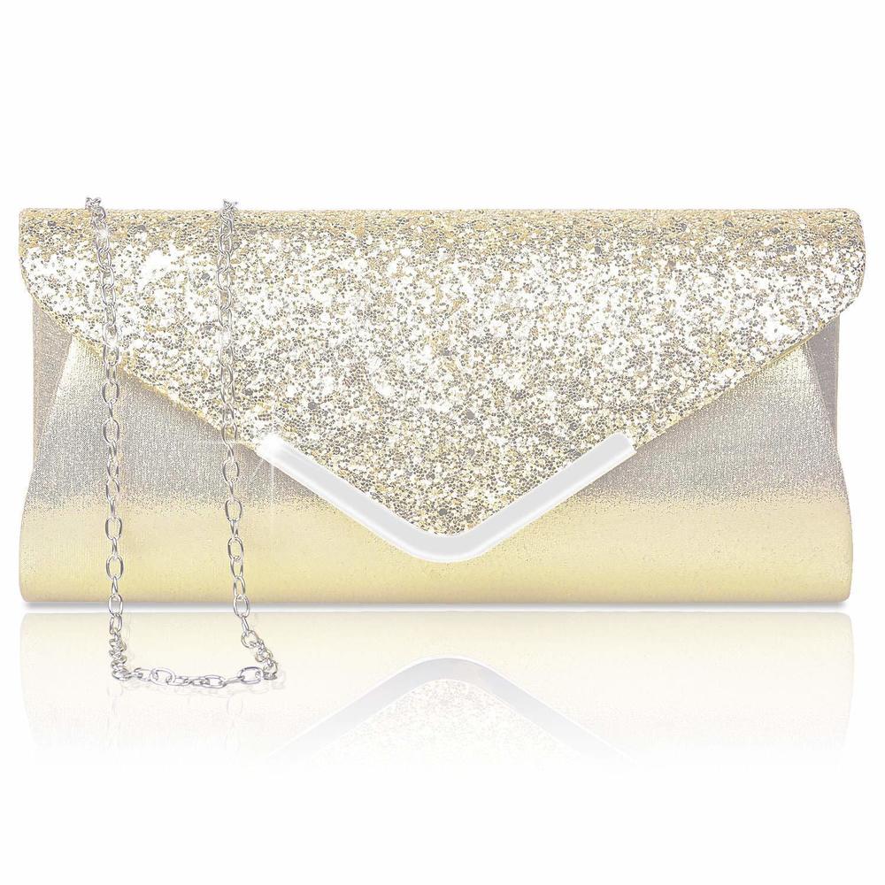 Evening Envelope Handbag Prom Sequin Clutch Purse Shoulder Cross Body :<